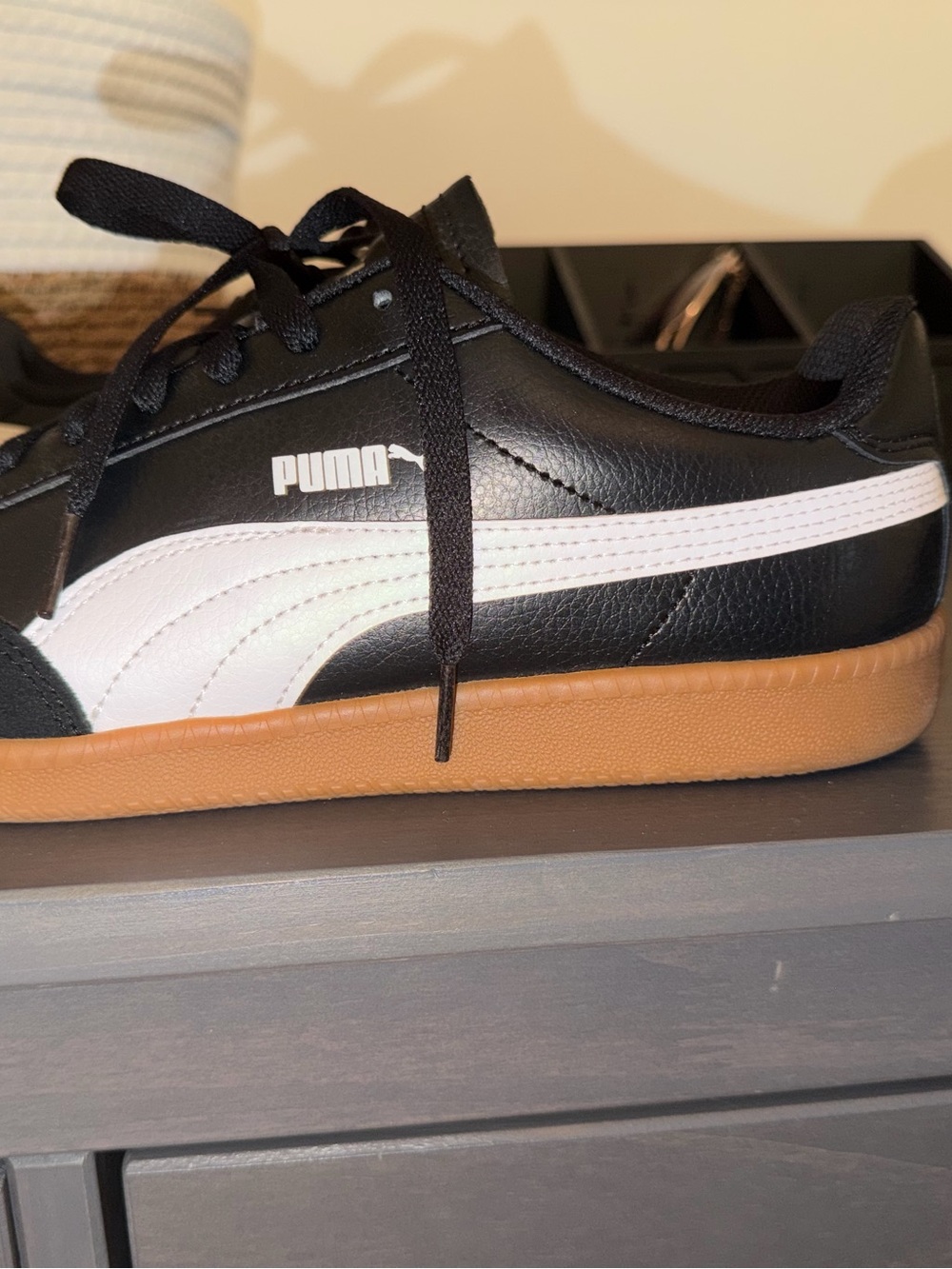 Puma Men’s Black White Gum Low-Top Sneakers